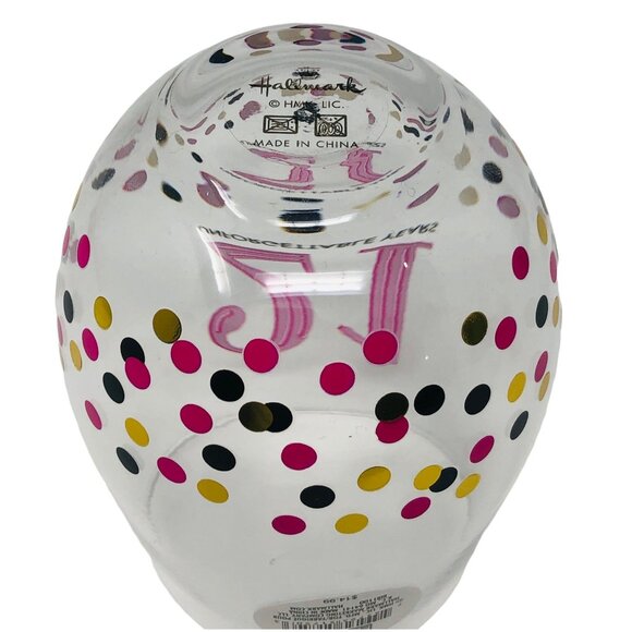 Hallmark Stemless Wine Glass 21 Unforgettable Years Birthday Party Confetti - Picture 2 of 2